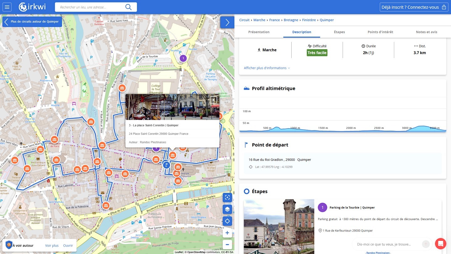 Le topo guide, la carte est sur Cirkwi